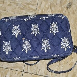 Vera Bradley Navy Turtle Print Quilted Wristlet
